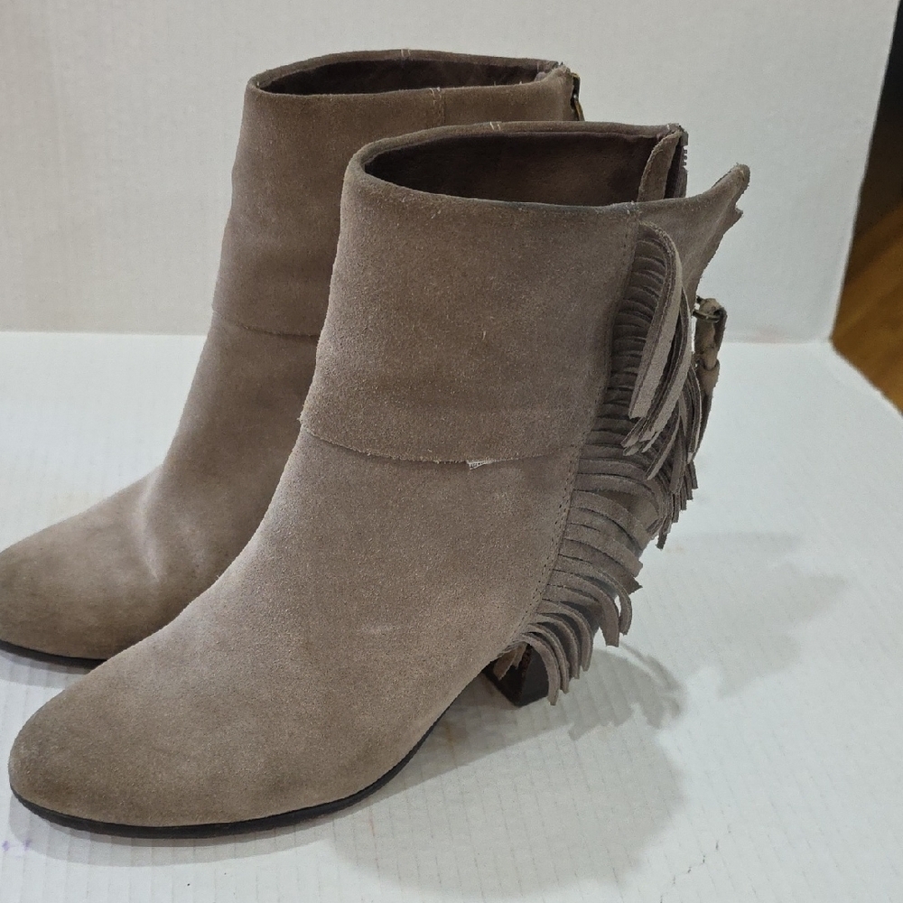 Ash Quick Suede Fringe Women's Ankle Boots - Tan Size 8 - Picture 9 of 9